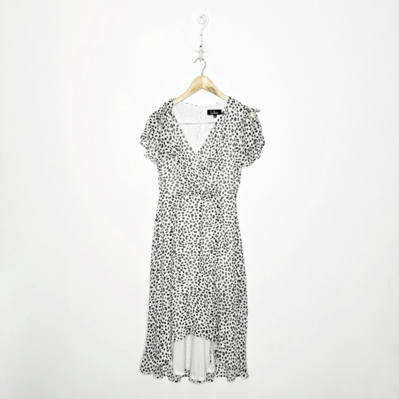 LULU'S Rules of the Jungle Black and White Leopard Print Midi Dress womens S - Picture 1 of 8